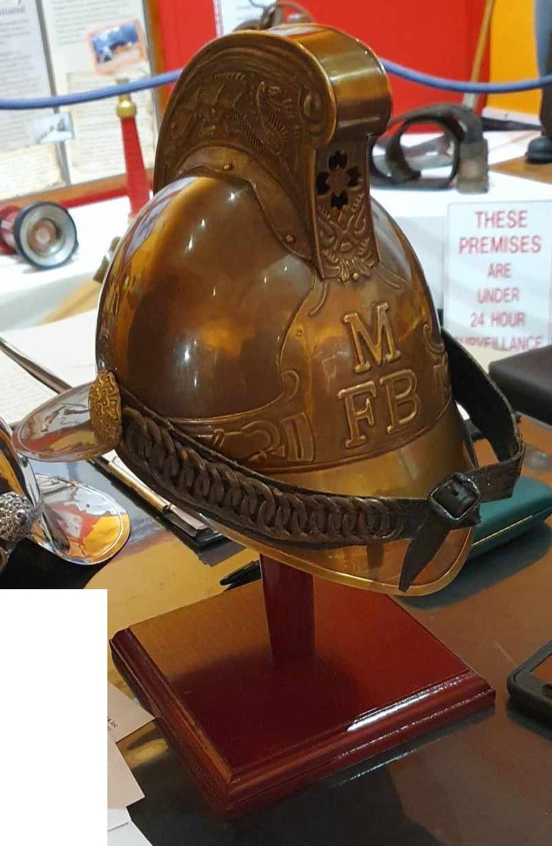 EOI - Brass Helmet - Merryweather reprod w/stand