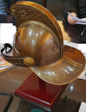 Load image into Gallery viewer, EOI - Brass Helmet - Merryweather reprod w/stand
